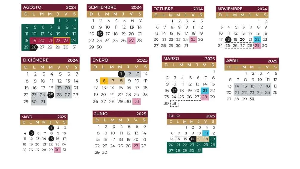 SEP En el calendario oficial de la SEP vienen marcados los días en que no habrá clases.