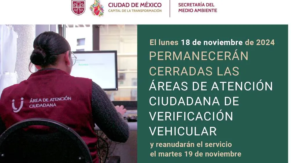 El lunes 18 de noviembre se suspenderá el servicio de verificación.