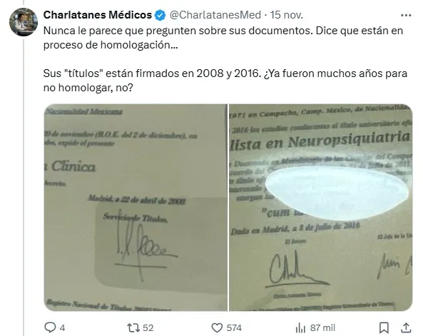 Foto especial La mujer es una farsante al ejercer una carrera que no estudió