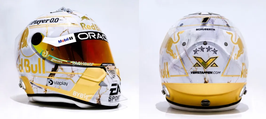 X: @mexicogp Así fue el casco de Verstappen tras lograr su cuarto título