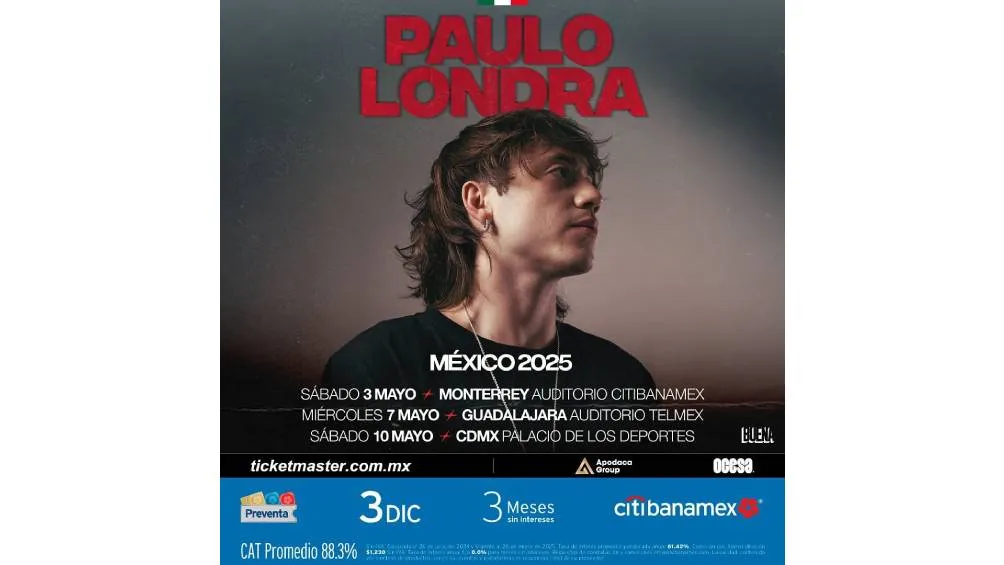 Pualo Londra anuncia 3 conciertos en México en 2025.