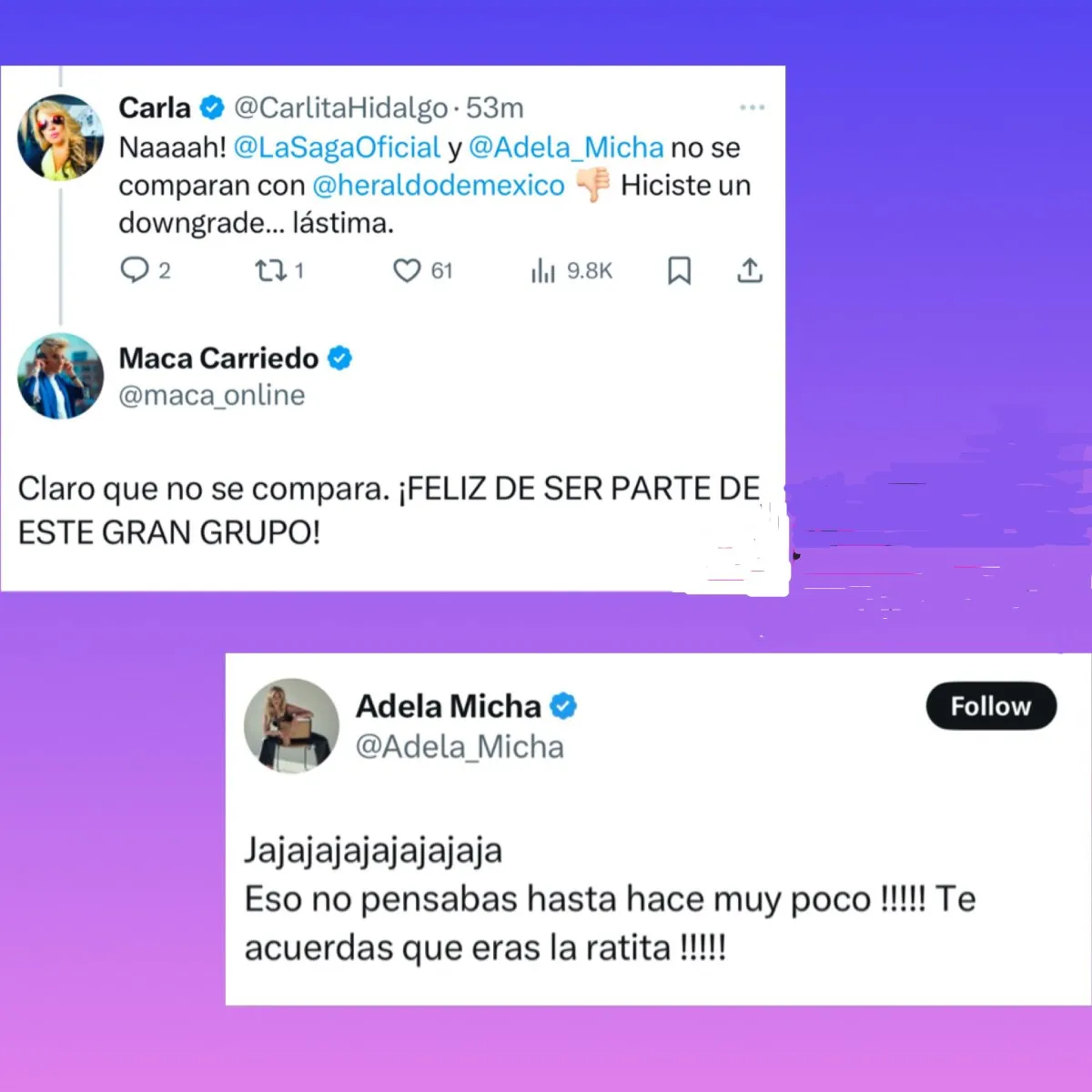 Redes Sociales Los pleitos empezaron tras el nuevo trabajo de Maca.