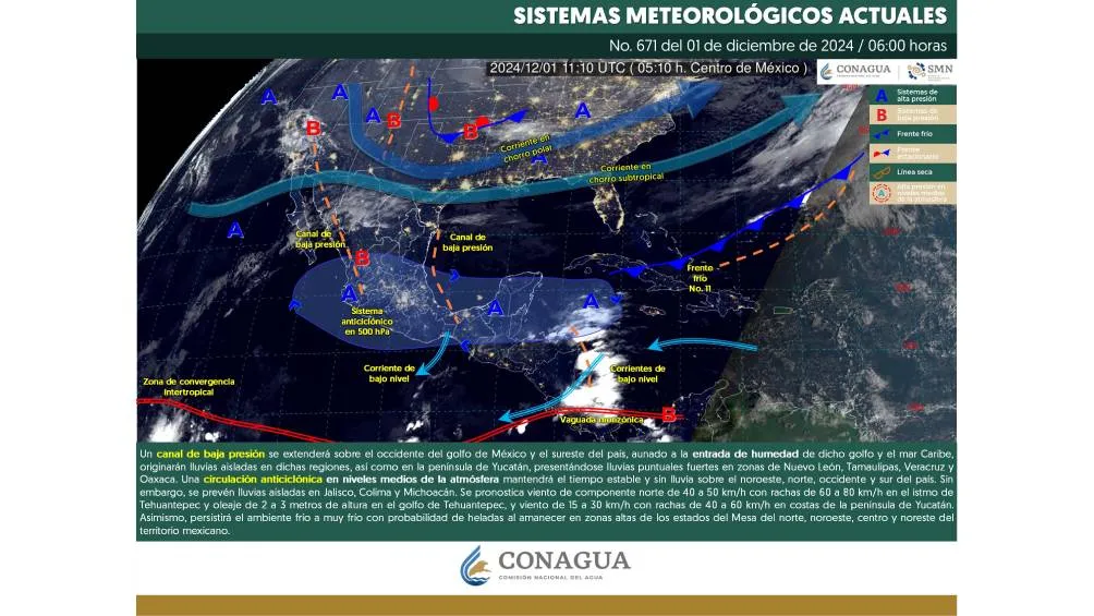 Servicio Meteorológico Nacional El mapa del clima indica que será en el norte donde más baje la temperatura.