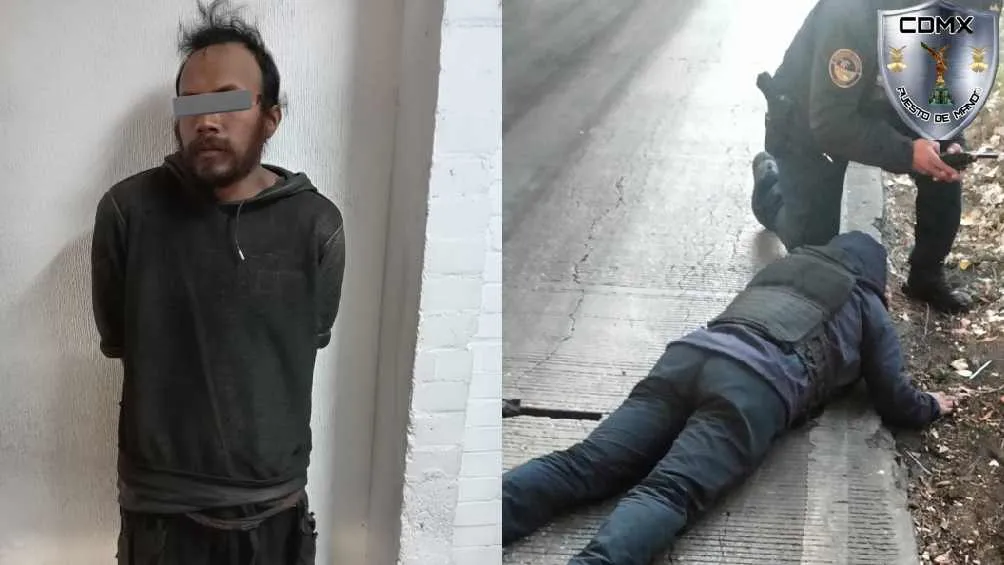 Twitter: @Enlace247 El indigente ya fue detenido, mientras que la policía es reportada fuera de peligro.