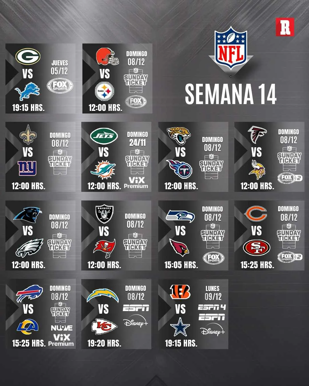 RÉCORD Así se jugará la semana 14