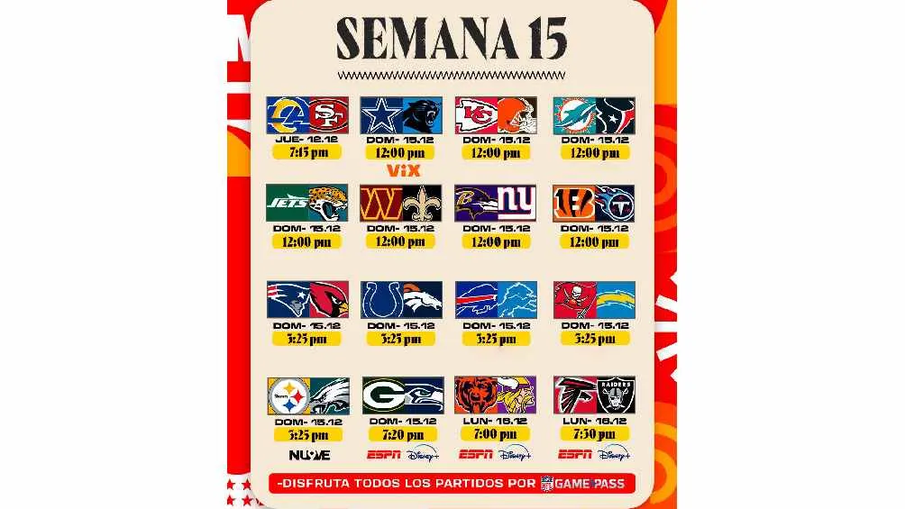 Calendario de la Semana 15