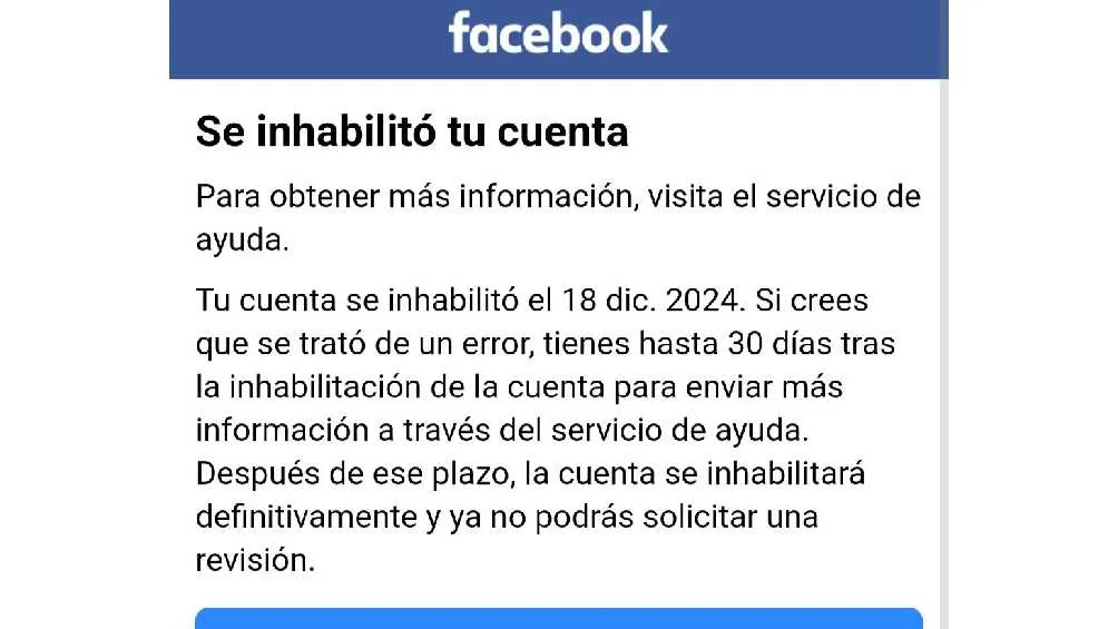 Este fue el mensaje que apareció a los usuarios que perdieron su cuenta.
