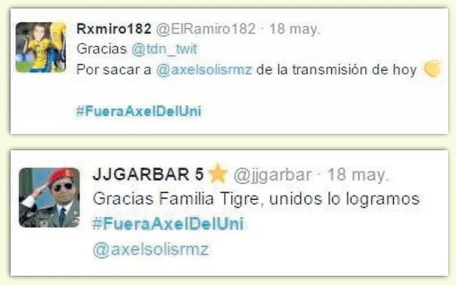 Tuits donde la barra muestra su alegría por el veto a Solís