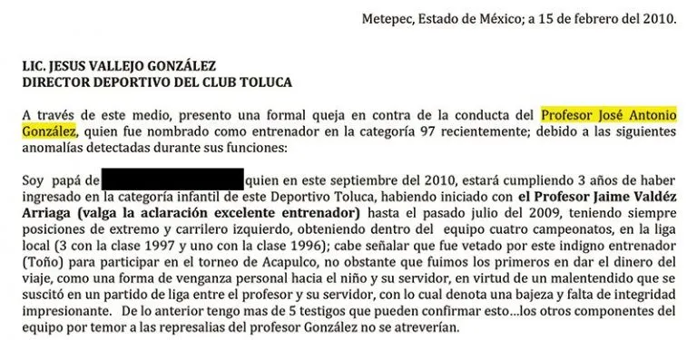 La queja contra uno de los entrenadores