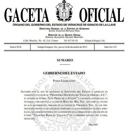 ESPECIAL La gaceta oficial de Estado de Veracruz