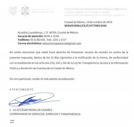 Documento de la Alcaldía Cuauhtémoc
