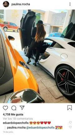 INSTAGRAM @paulina.rrocha Novia de Chofis López, afuera de un automóvil