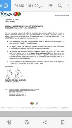 Comunicado firmado por Enrique Bonilla