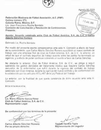 Acuerdo entre Carlos Sánchez y América