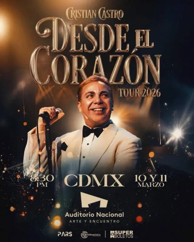 La venta general de boletos para los conciertos de Cristian Castro iniciará el 15 de enero de 2026. / RS