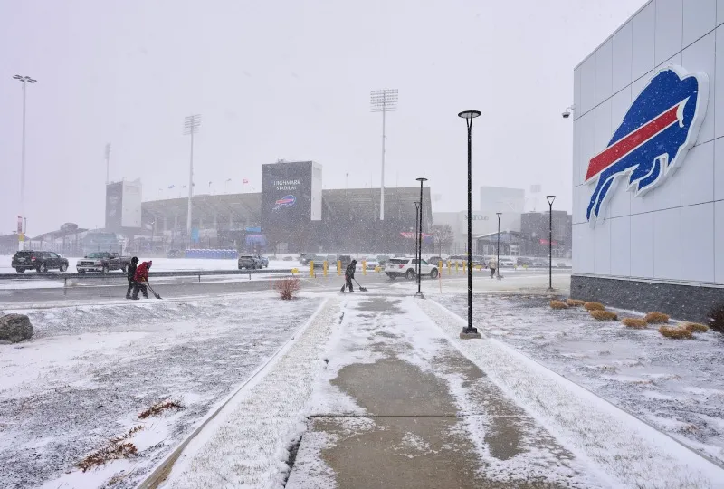 El Highmark Stadium está bajo la nieve por la temporada de invierno