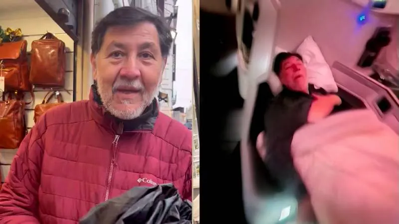 Noroña fue captado en video cuando confrontó y golpeó el celular de un ciudadano que lo cuestionó en Roma, Italia./ Captura de pantalla