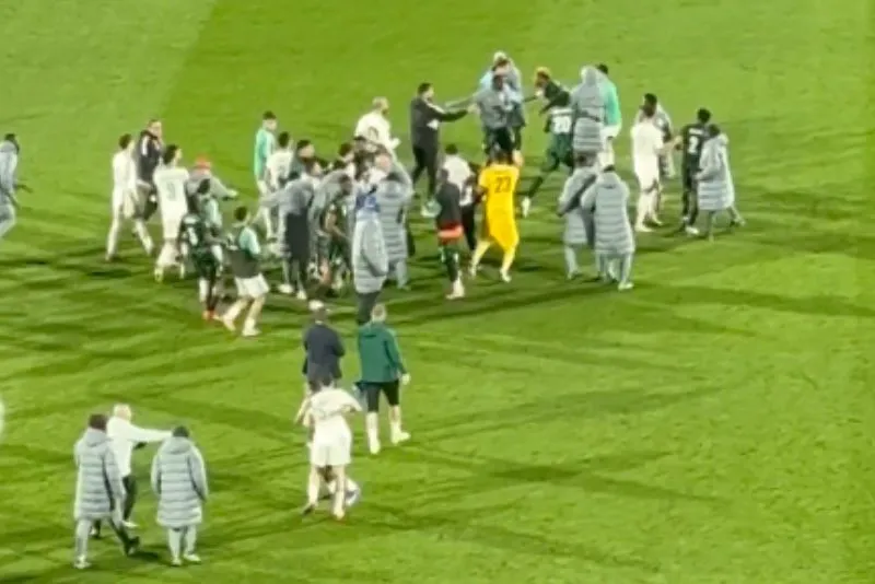 Jugadores de Argelia y de Nigeria protagonizaron pelea tras el partido | FOTO TOMADA DEL VIDEO