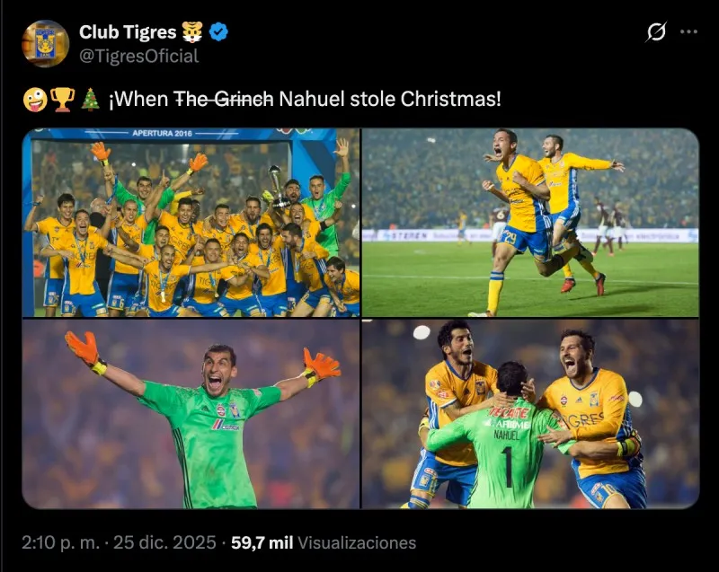 La publicación de Tigres | Captura de pantalla