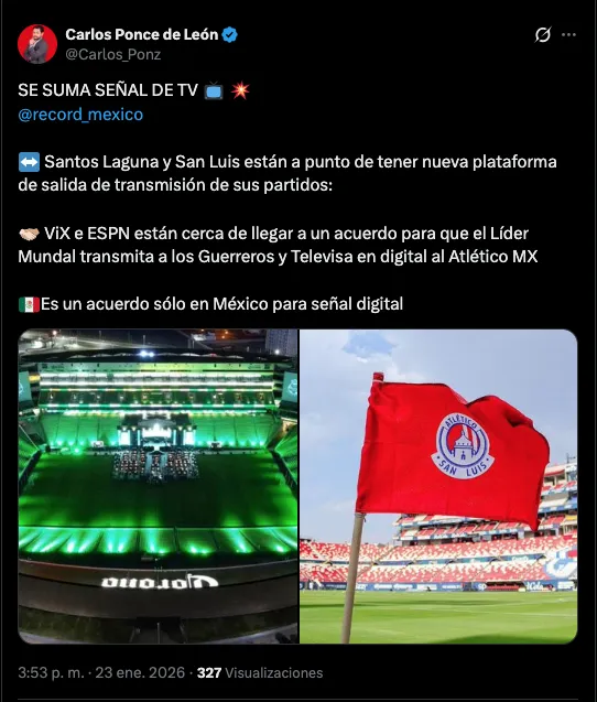 Santos y San Luis cambiarán de televisora | CAPTURA