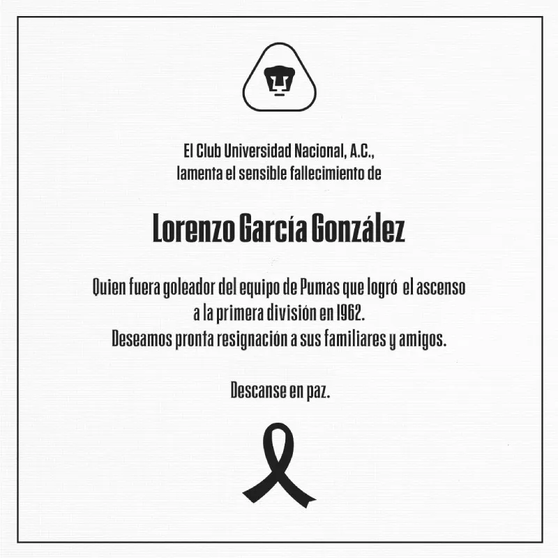 Condolencias de Pumas | @PumasMX