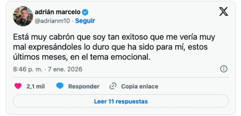 Sus mensajes dan a entender que pasas por problemas / X: @adrianm10