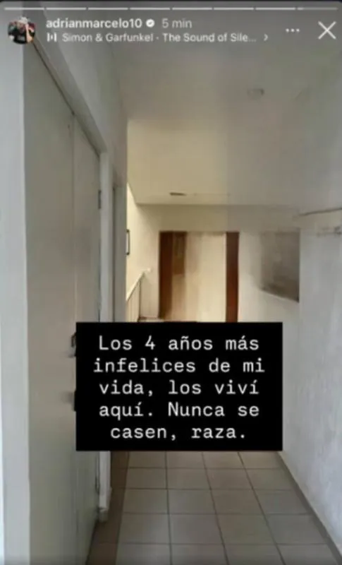 Esta es la imagen por lo que se sospecha de su divorcio / IG: @adrianmarcelo10