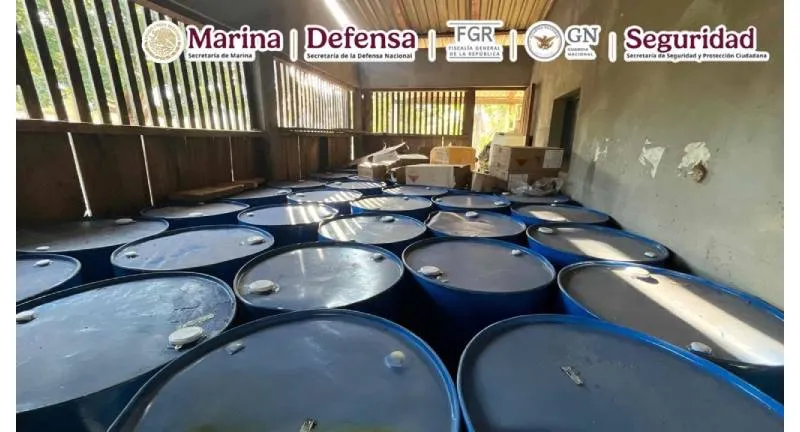 Autoridades federales desmantelaron un narcolaboratorio en el estado de Guerrero./ Sedena