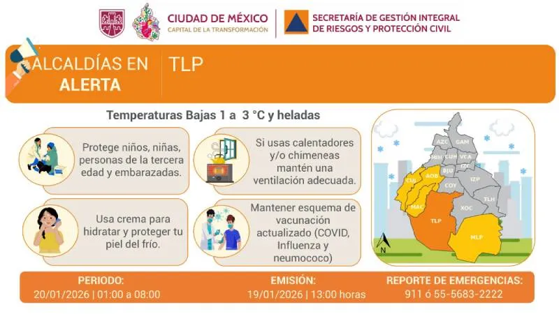 Protección Civil recomendó abrigarse y extremar precauciones ante temperaturas cercanas a cero grados./ X