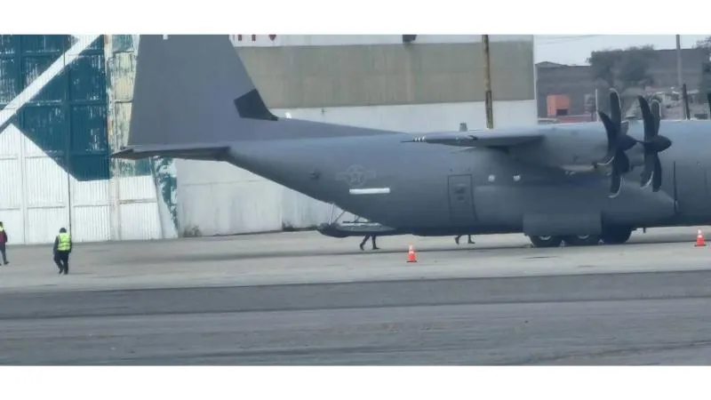 Un avión militar C-130J Super Hercules de Estados Unidos aterrizó el sábado 17 de enero en el Aeropuerto Internacional de Toluca./@BioplantMX