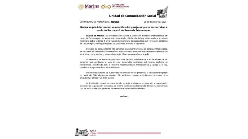 El convoy transportaba a 250 personas entre tripulación y pasajeros al momento del accidente./ X