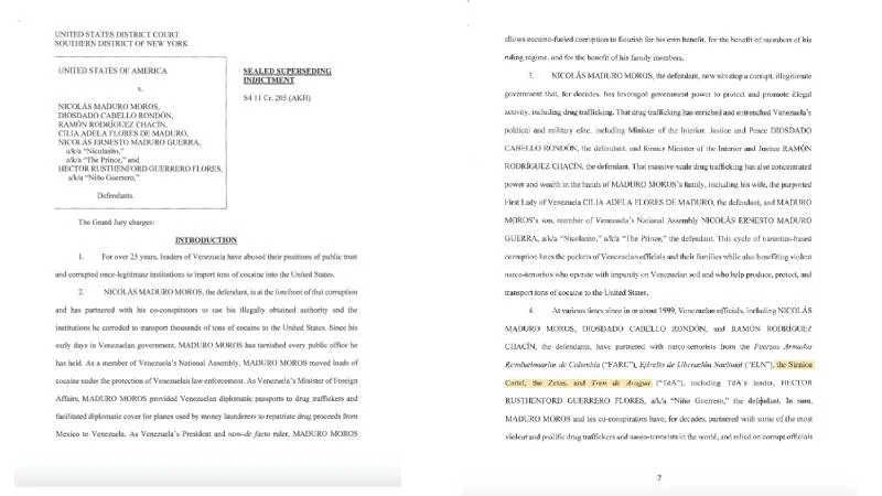 Maduro es señalado por fiscales estadounidenses de utilizar al Estado venezolano para colaborar con organizaciones criminales./ X