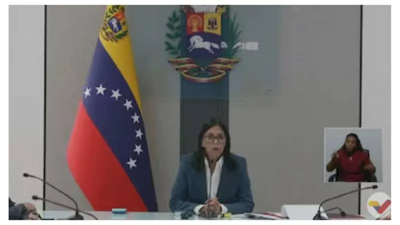 Delcy Rodríguez cerró filas con Nicolás Maduro y desconoció su detención al exigir su liberación inmediata./ Captura de pantalla