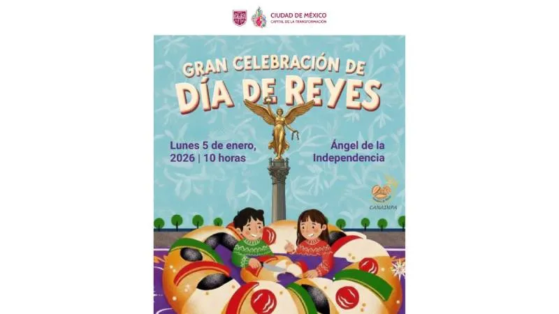 La Mega Rosca de Reyes 2026 se partirá en el Ángel de la Independencia como parte de la celebración organizada por el Gobierno de la CDMX./ Secretaria de Cultura