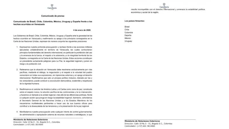 México, España y países de América Latina emitieron un comunicado conjunto sobre los hechos ocurridos en Venezuela./ X