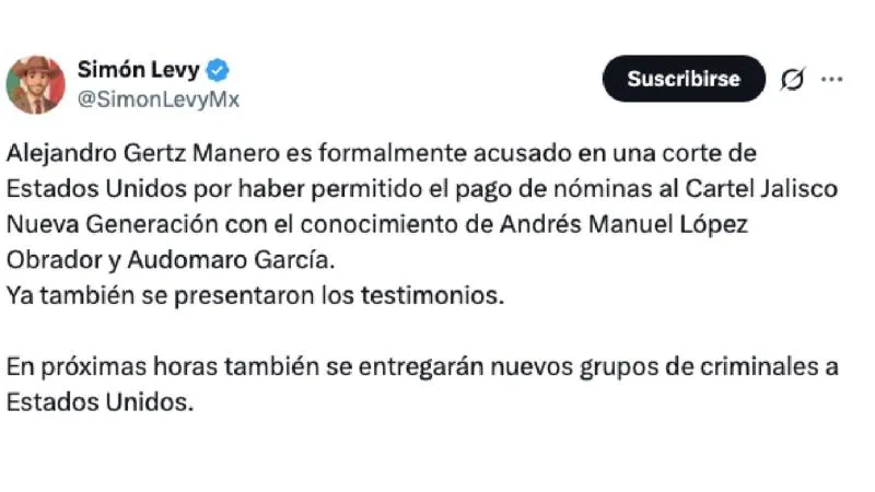 Levy aseguró que existiría una acusación formal en una corte estadounidense, sin confirmación oficial./ Captura de pantalla
