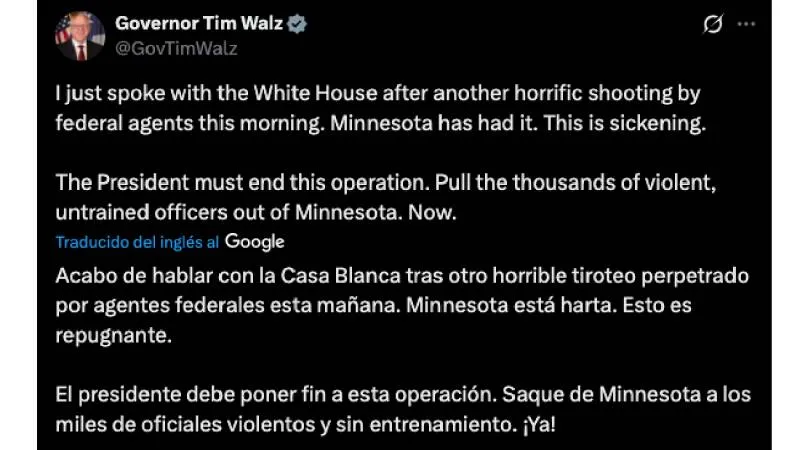 Autoridades de Minnesota pidieron mantener la calma mientras continúan las investigaciones por el tiroteo./ Captura de pantalla