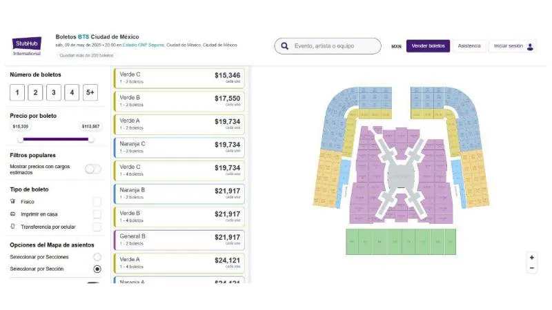 Sitios como StubHub están revendiendo boletos para BTS a precios muy altos/StubHub