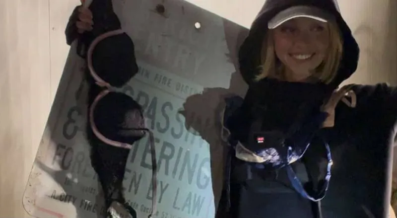 Sydney 'decoró' las letras de Hollywood con sus prendas íntimas/X: @jadedkayla