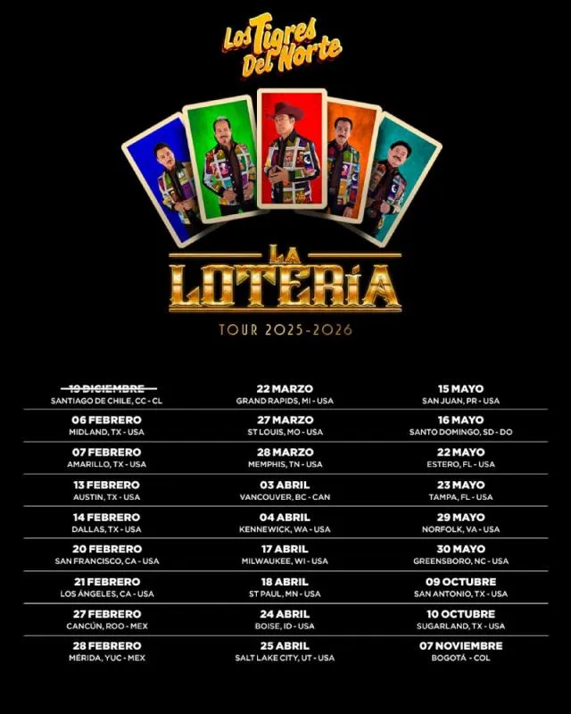 Los Tigres andarán de gira por Estados Unidos / FB: @LosTigresDelNorte