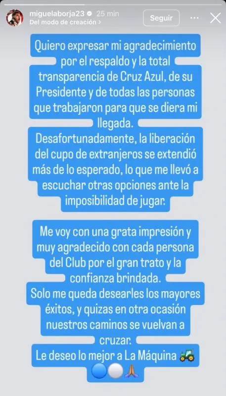Así fue el mensaje de Borja