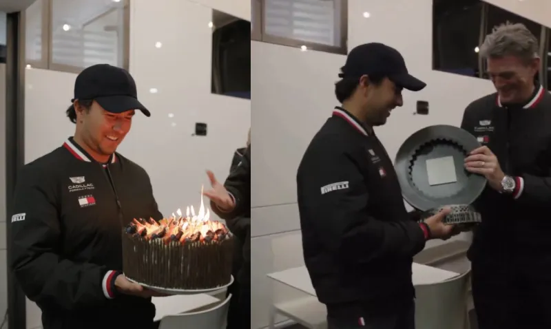 Cadillac festejó a Checo Pérez este lunes