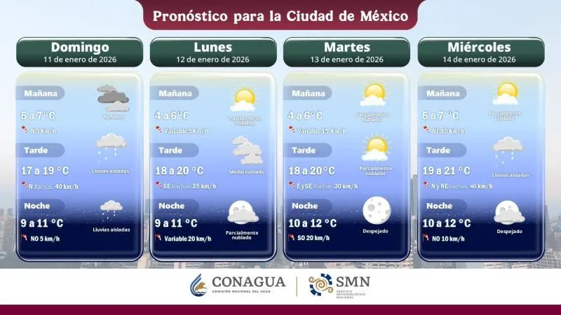 Las bajas temperaturas continuarán en CDMX durante la semana/Conagua