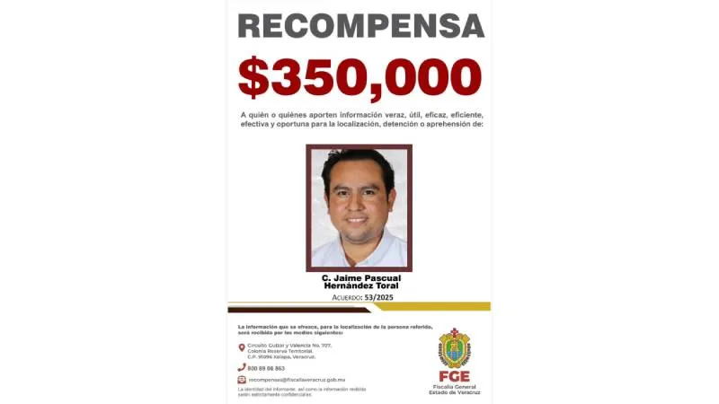 La Fiscalía de Veracruz ofrecía recompensa para dar con el paradero de Jaime 'N'/Fiscalía de Veracruz