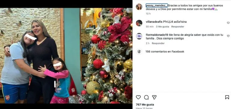 Yesenia Méndez compartió un mensaje de agradecimiento en redes tras reunirse con su familia luego de quedar libre. / @yessy_mendez_