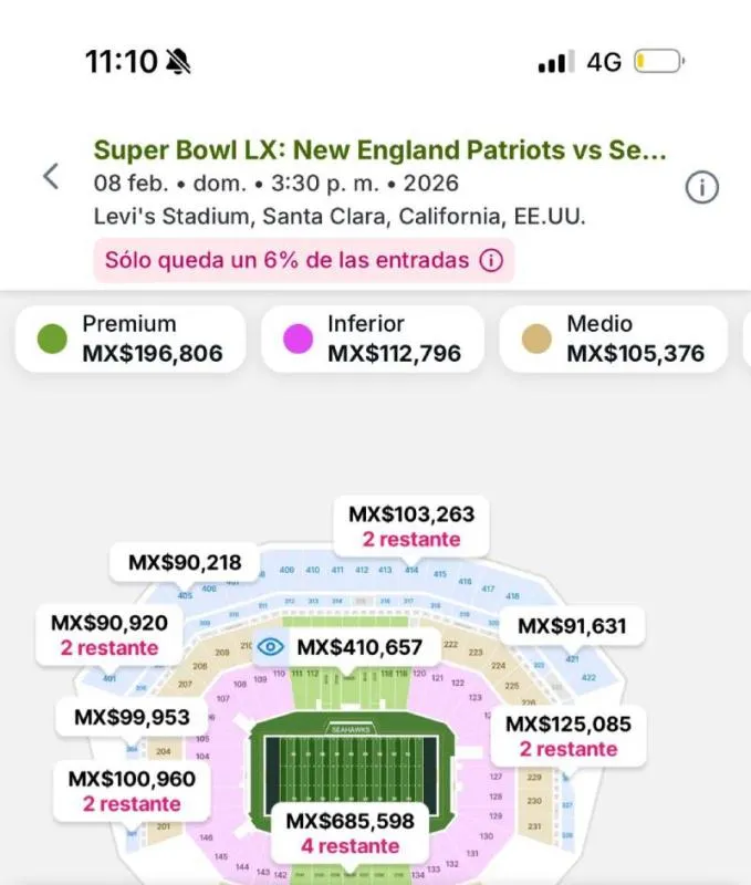 Boletos para el Super Bowl | Captura de pantalla