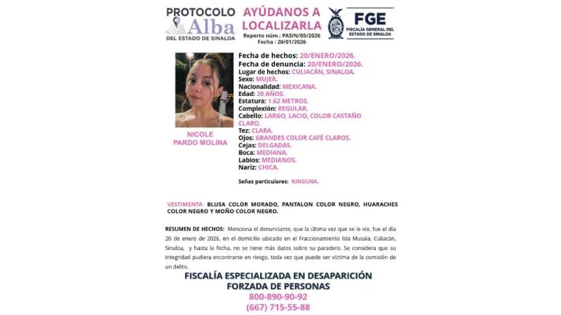 Ya se inició una campaña de búsqueda para dar con el paradero de Nicole/X: @noticieristas