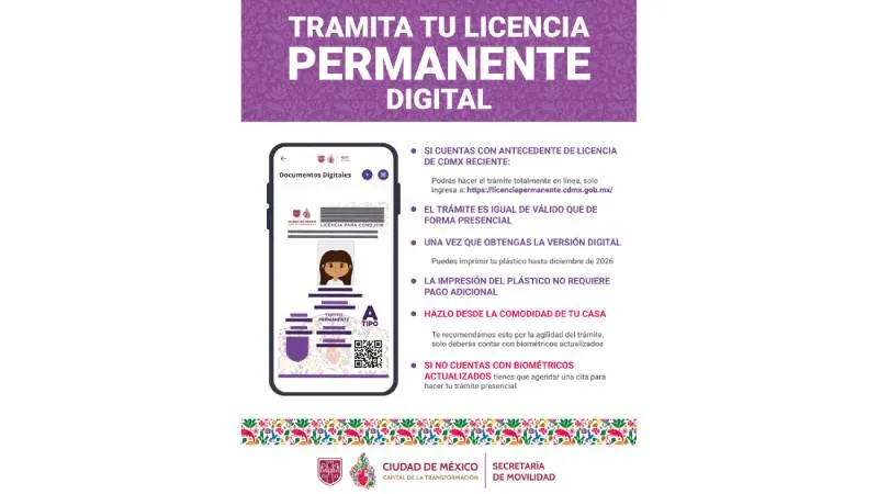 La licencia permanente estará disponible en la capital durante todo el 2026/Gobierno CDMX