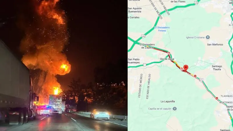 La carretera México-Querétaro fue cerrada en ambos sentidos por varias horas/X: @GN_Carreteras