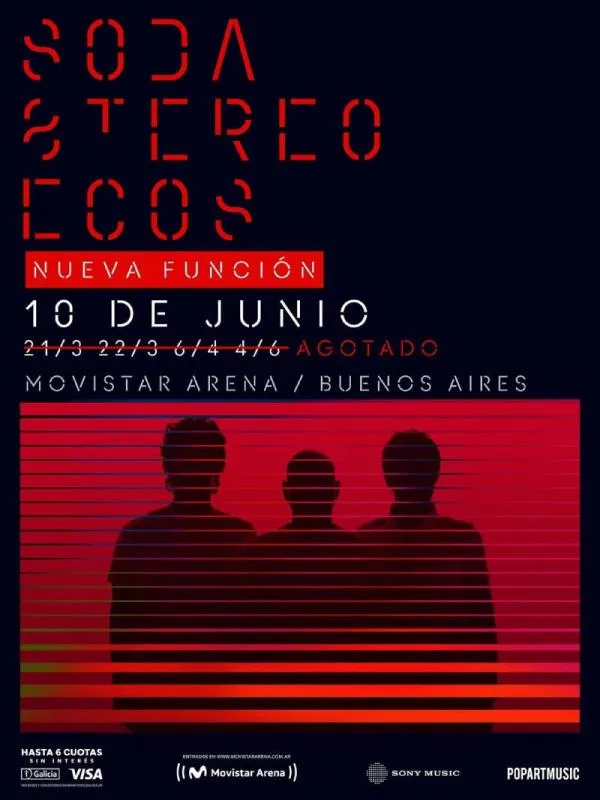 La banda confirmó otra fecha para el 10 de junio/Instagram: @sodastereo